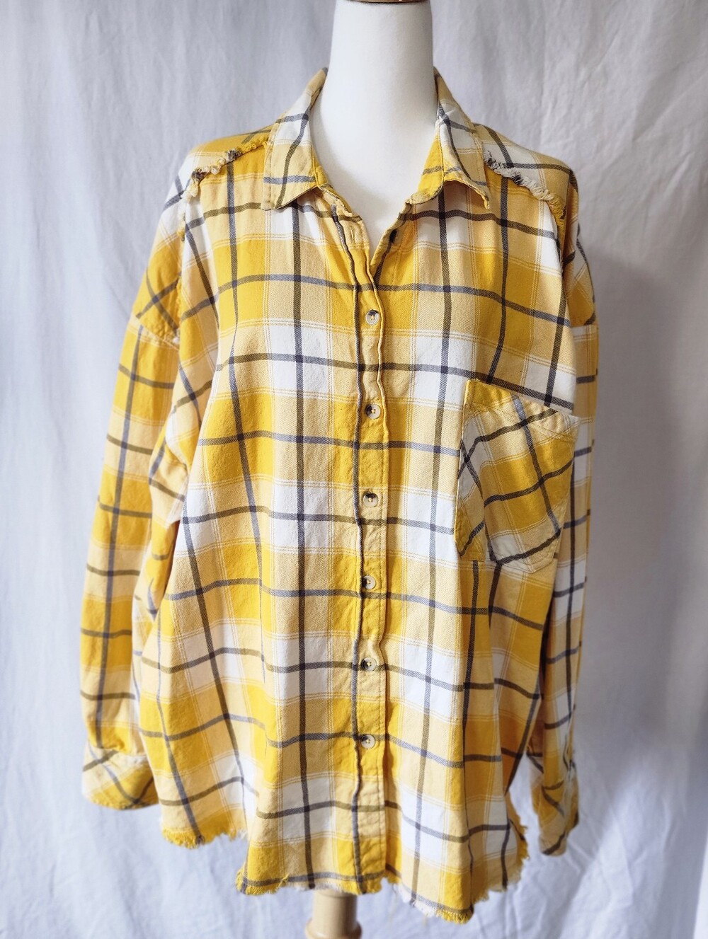 NOBO Yellow and White Plaid Button-Down Shirt